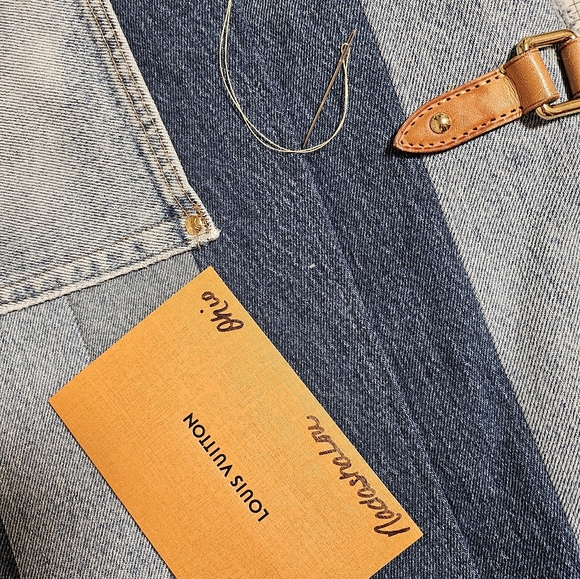 ❌️Sold❌️Repurposed Upcycled XL Denim Tote bag made with authentic LV straps etc. - Picture 11 of 15